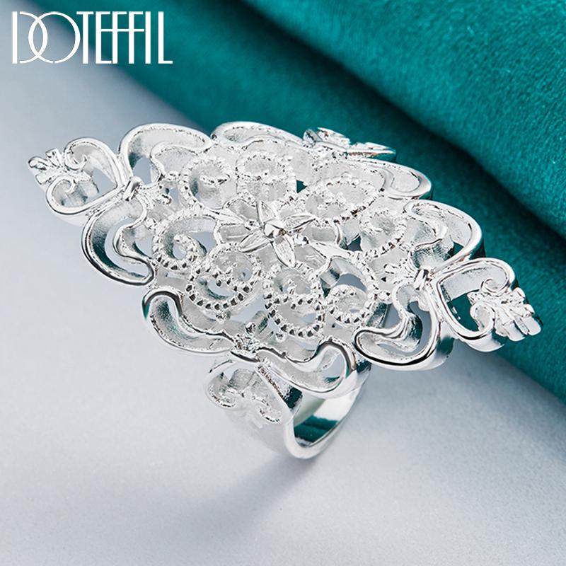 Полое кольцо из стерлингового серебра 925 пробы Модные свадебные украшения