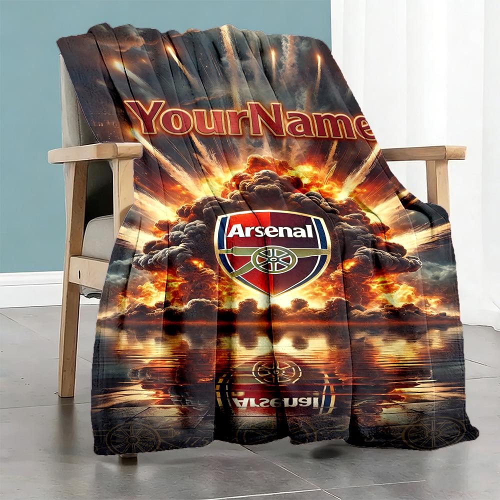 Arsenal Customize Your Name Blanket Cozy Customizable Blanket Warmthful Decor Perfect for Sofa Office Chair Living Room Chair Four Seasons Universal