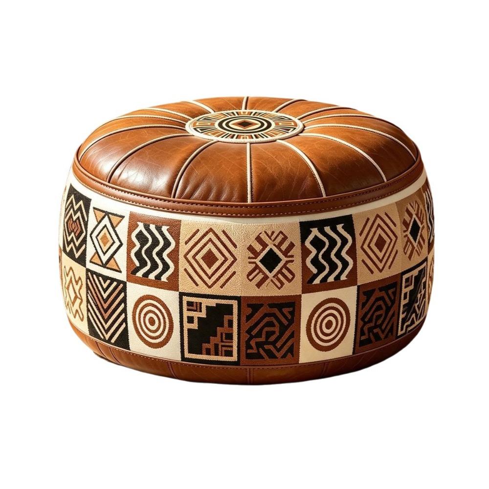 Boho Style Sofa Stool Cover Unstuffed Clothes Storage Bag Round Footstool Cover  Bedroom