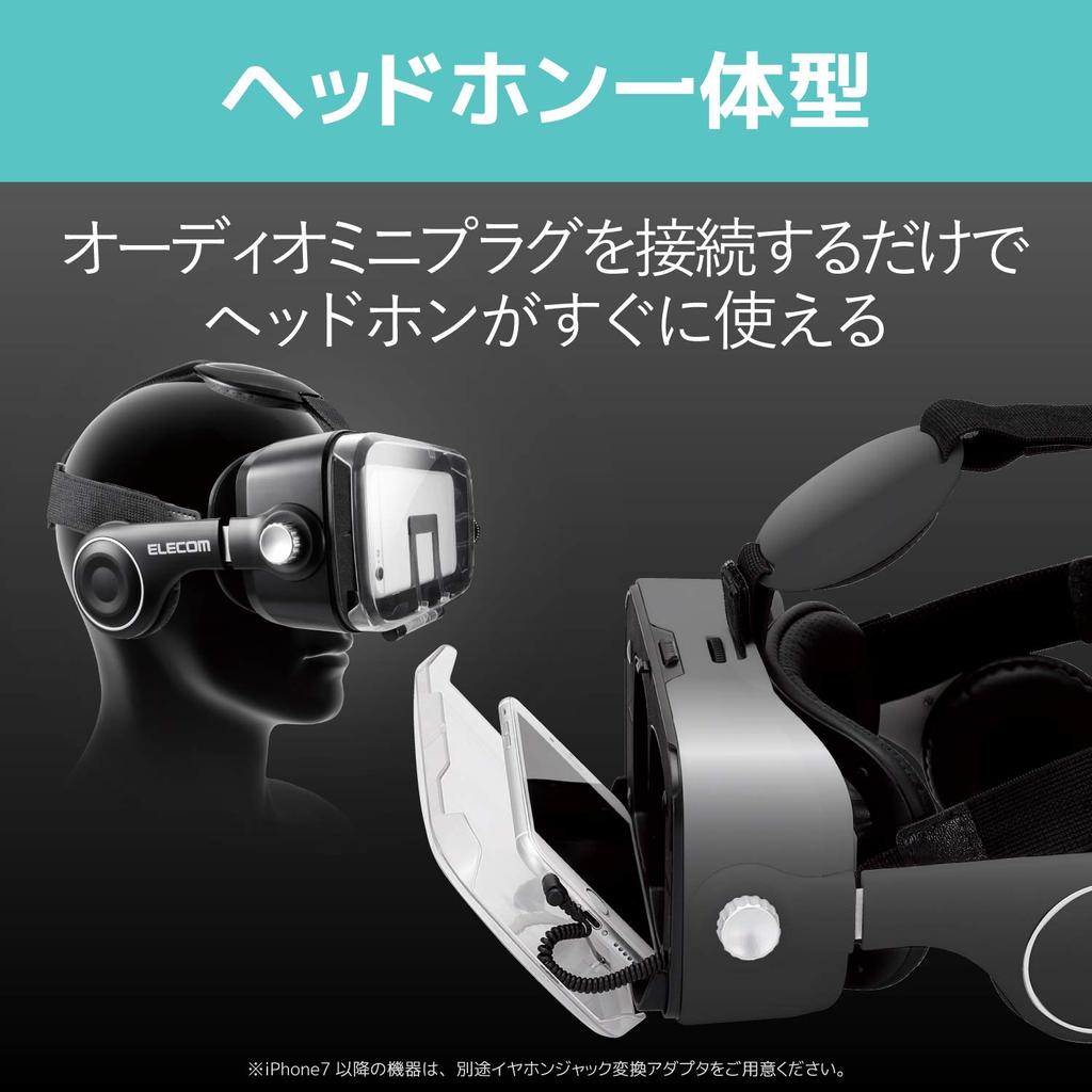 Elecom 3D VR Goggles with Head Mount, Black, P-VRGEH01BK, with Clear Cover for Unobstructed Camera Lens