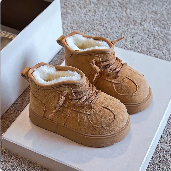 2025 Зимние плюшевые утепленные детские сноубутсы - Теплые, Универсальные, Нескользящие, Хлопковые ботинки на мягкой подошве