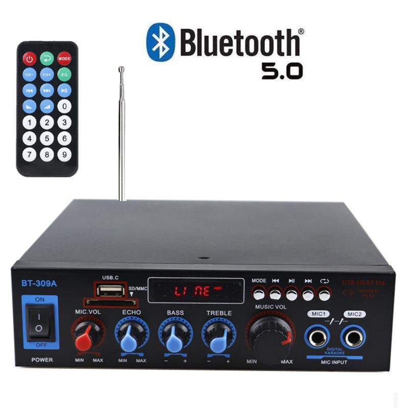 BT-309A 298A Bluetooth усилители HIFI USB FM радио автомобильный аудио усилитель сабвуфер 12 В/220 В HIFI 2CH домашний кинотеатр усилитель MAX 800 Вт