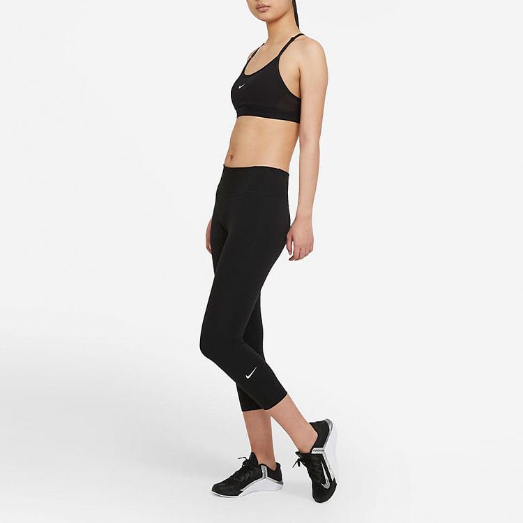 Nike Однотонные облегающие фитнес-штаны длиной до середины икры с логотипом для женщин, низ, черный DD0248-010