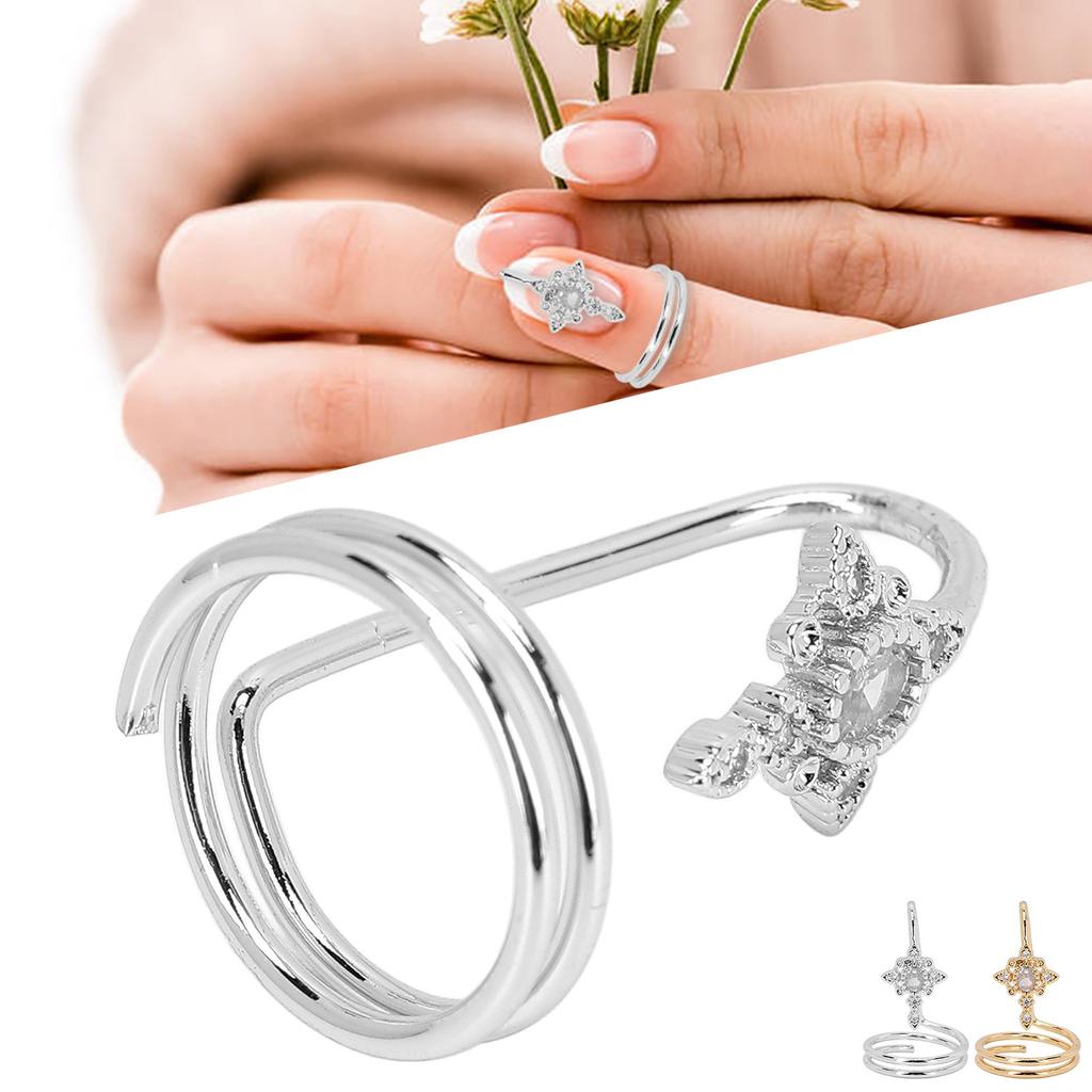 Women Finger Nail  Electroplated Copper Fashionable Fingernail Rings Nail Art Accessory