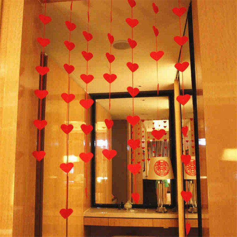 Hanging Decoration Garland Curtain Valentines Day Pendant Strings Engagement Red Heart Wedding Loving Heart