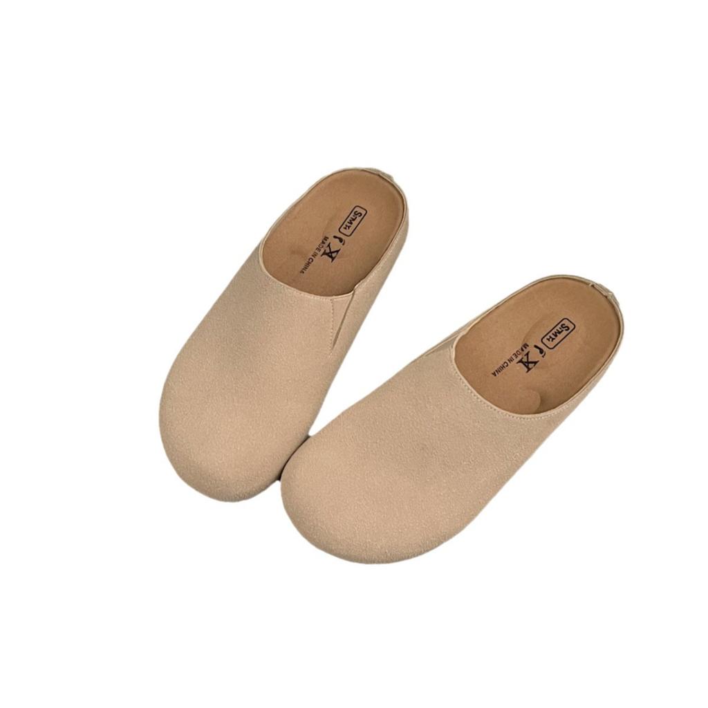 Простые сумки-головы полутапочки женские для улицы на плоской подошве весенние новые однопедальные из мягкой кожи балетки