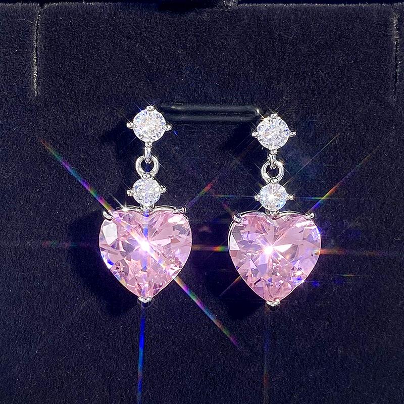 Серьги-подвески Huitan White/Pose/Yellow Heart Cubic Zircon для женщин, модные, стильные, женские, свадебные украшения