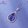 New Water Drop Temperament Sea Blue Color Treasure Pendant Women's Fashion Necklace Clavicle Chain Fine Jewelry New Trendy