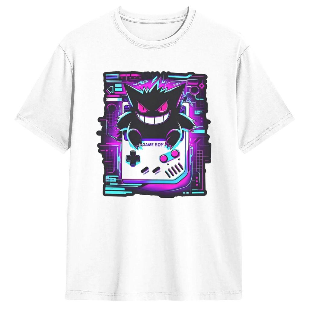 Vintage T Shirt Retro Spooky Pokemon Gengar Cotton T-Shirts Trendy Cool Tee Shirt for Male Y2K Casual Short Sleeve Top Tees