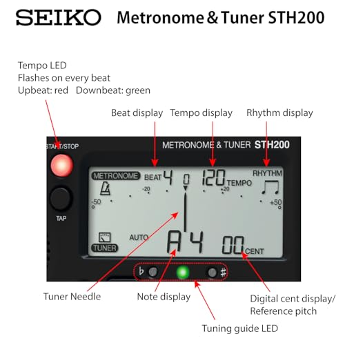 SEIKO Metronome & Tuner Black Pickup Microphone 2-Piece Set Special Pack STH200BKSP