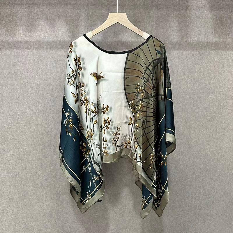Платки Лето Пляж Сексуальные Женщины Мода Печать Шифон Блуза Бикини Прикрытие Свободная Блузка Солнцезащитный Удобный Пончо Горячая