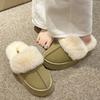 Модные женские тапочки на толстой подошве, плюшевые, теплые, нескользящие, из искусственного меха, зимняя обувь для женщин 2025, удобные пушистые тапочки на платформе, большие размеры