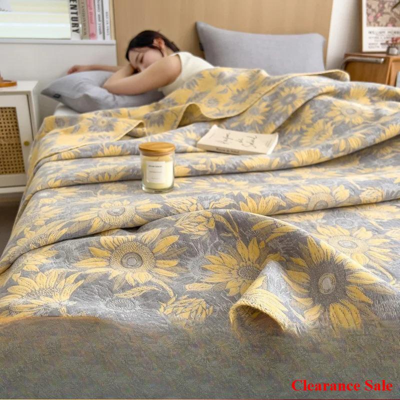 Горячая Распродажа хлопковый жаккардовый трехслойный пряжный шерстяной полотенце-одеяло из чистого хлопка одеяло для обеденного перерыва покрывало для дивана одеяло-шаль