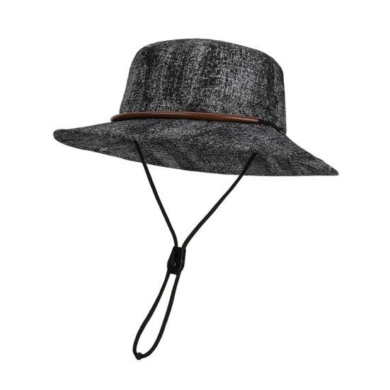 Unisex Fisherman Hat Extra Large Brim Adjustable Fit Hiking Bucket Hat Windproof Buckle Washed Denim Outdoor Travel UV Blocking