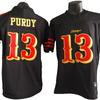 Mens Rugby Jersey Short Sleeve San Francisco 49ers 13 Purdy Black Embroidered Official Team Style