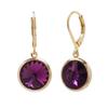 10mm Crystal Leverback Earrings In Amethyst Gold