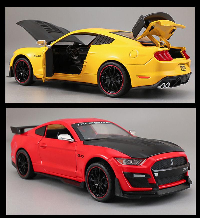 1/24 Mustang GT Viper Shelby GT500 Alloy Sports Car Model Diecasts Metal Racing Car Vehicles Model Sound and Light Kids Toy Gift