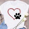 Women Dog Paw Print T Shirt Cute Love Paws Female Short Sleeve Cartoon Christmas Tops Print Ladies Tees Tshirt Graphic T-Shirt