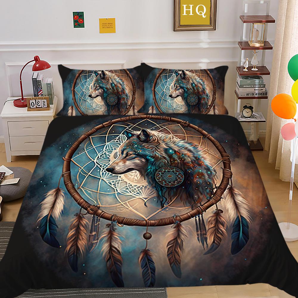 Пододеяльники с принтом волка King Size, комплект постельного белья из микрофибры, мужской мягкий высококачественный домашний текстиль