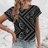 Футболки с узором пейсли, геометрические линии, 3D-принт, женская повседневная футболка с коротким рукавом и круглым вырезом, футболки Y2k Harajuku, верхняя женская одежда