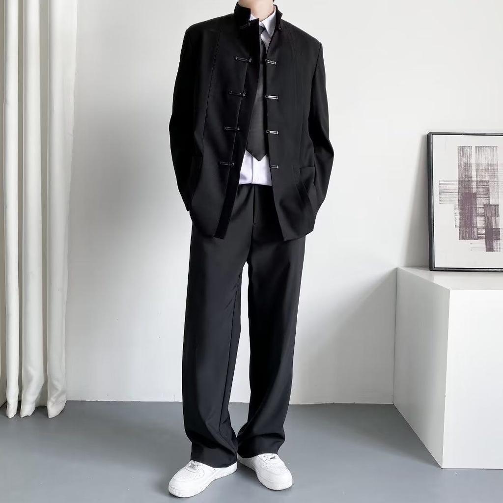 Chinese Style Stand Collar Suit Jacket Men's Casual Suit Tunic Suit