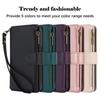 Подходит для iPhone 15 Promax Multi Card Zipper Phone Leather Cover 14 Multi Functional Card Insert Phone Protection Cover