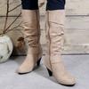 Fashion Autumn Fashion Womens Boots Side Zip Shoes Women Mid-calf Boots Pointed Tip Ladies High Heels Suede