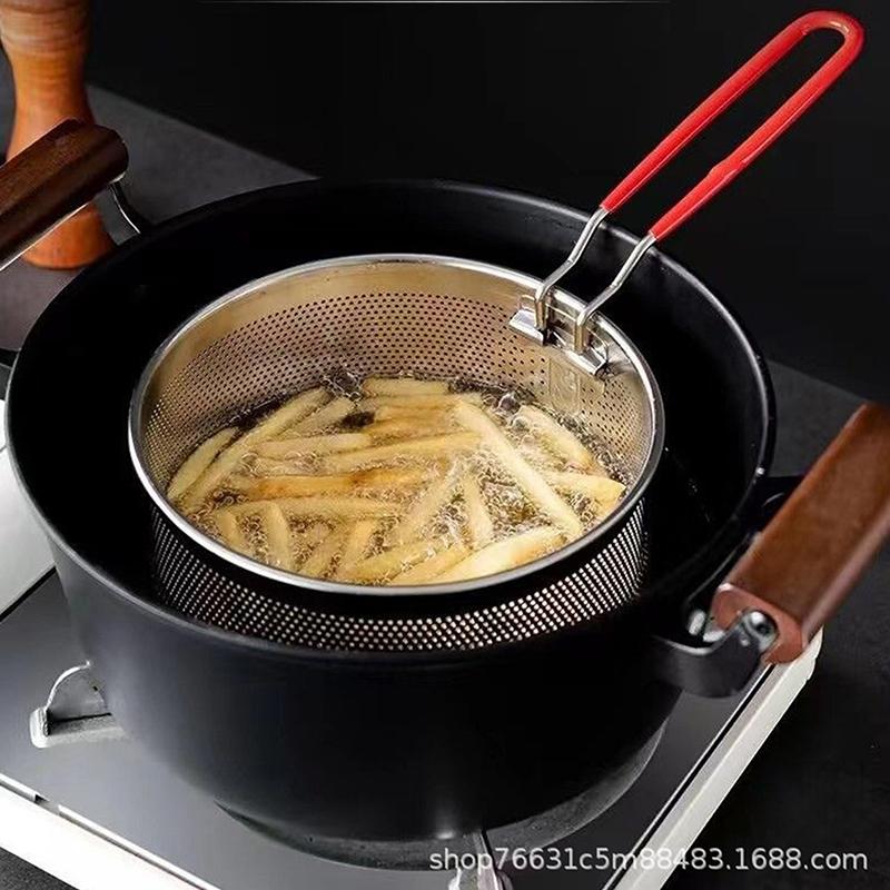 Сетка для жарки из нержавеющей стали Кухонная корзина для жарки Корзина для приготовления пищи Сковорода для жарки Масляный поддон Дуршлаг Ложка для лапши Дуршлаг Картофель фри