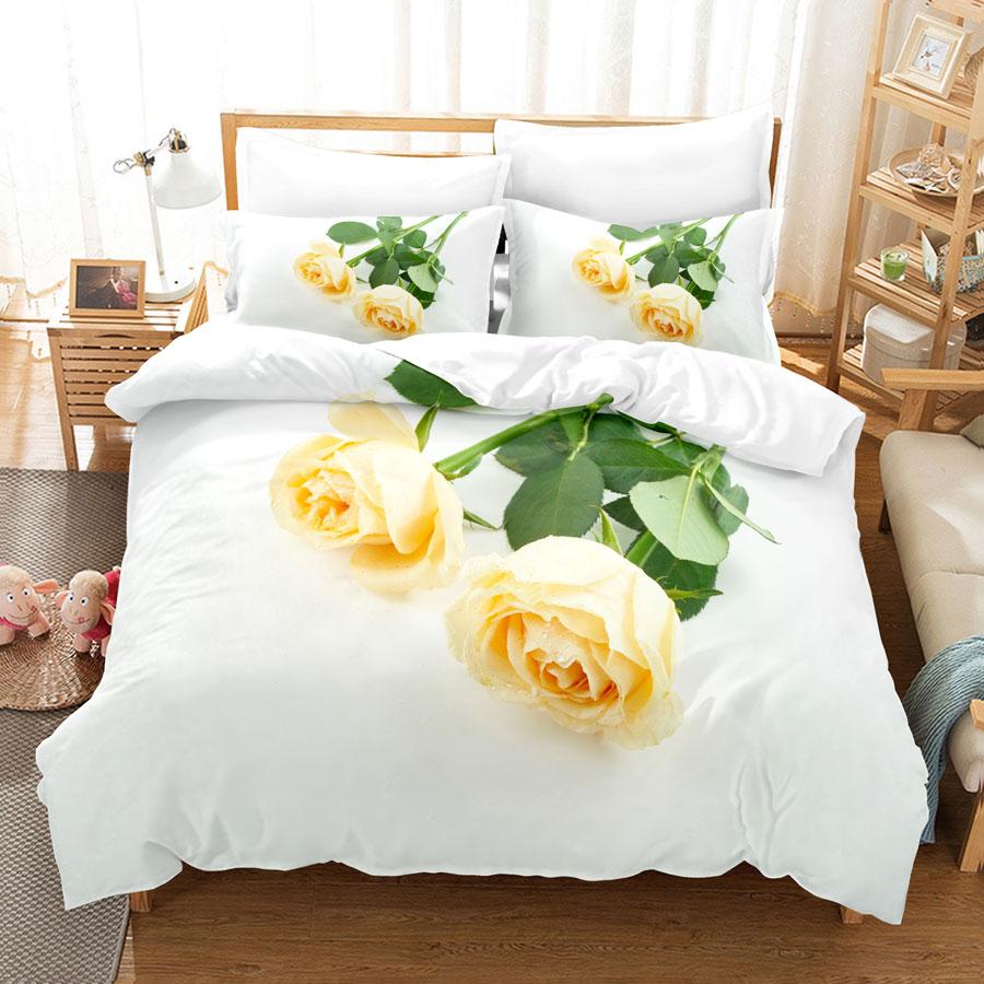 Pink Flower Duvet Cover and Pillowcases Set King Size 220x240 Double Bed Single 3D Queen Bedding Sets Pink Full Twin Quilt Linen