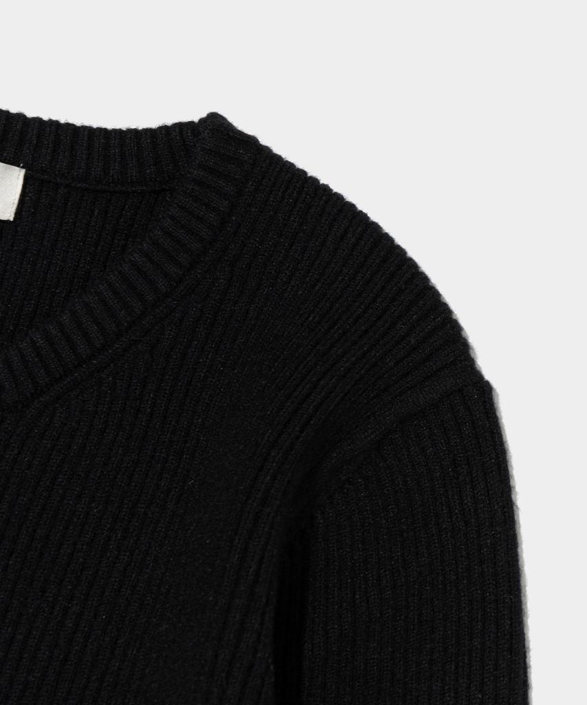 ROIDESROIS Scarf Set Round Neck Ribbed Knit (Black)