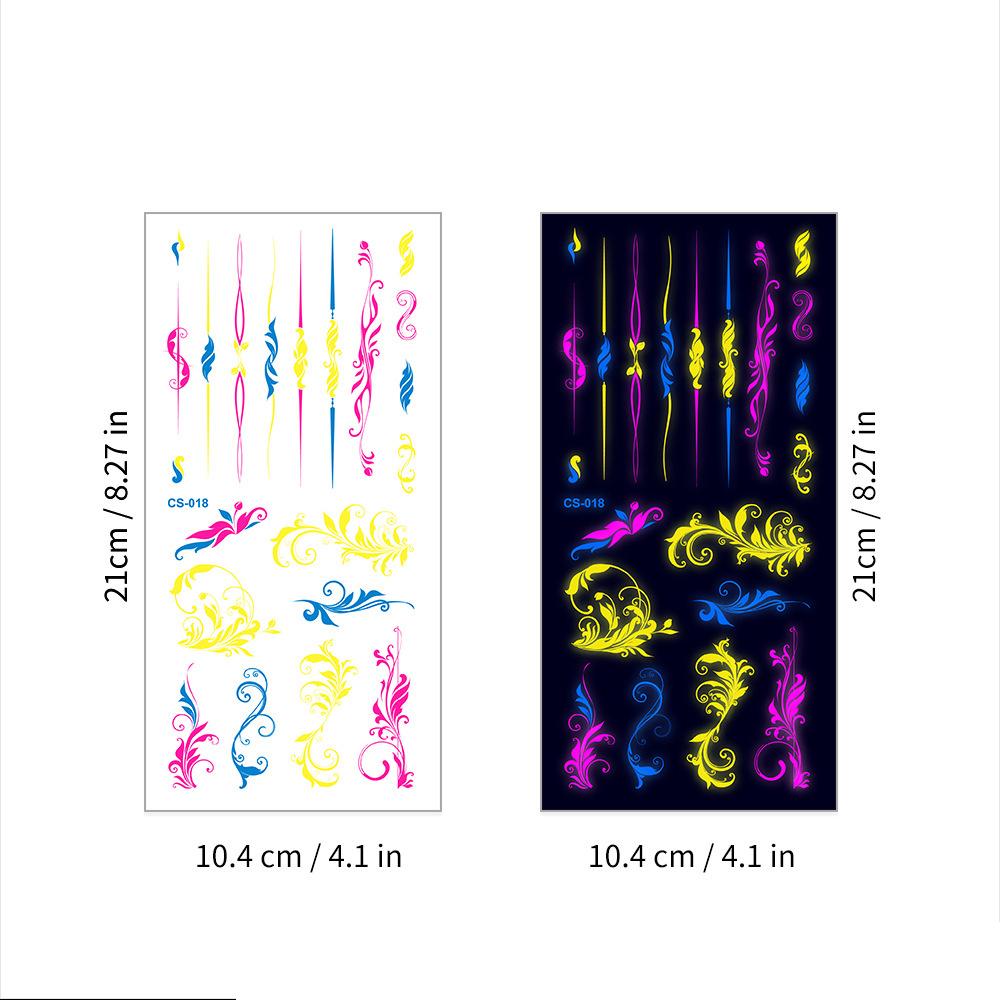 Halloween Fluorescent Stickers Funny Arm Ghost Face Waterproof Tattoo Stickers Women Men Party Supplies Masquerade Cosplay Props