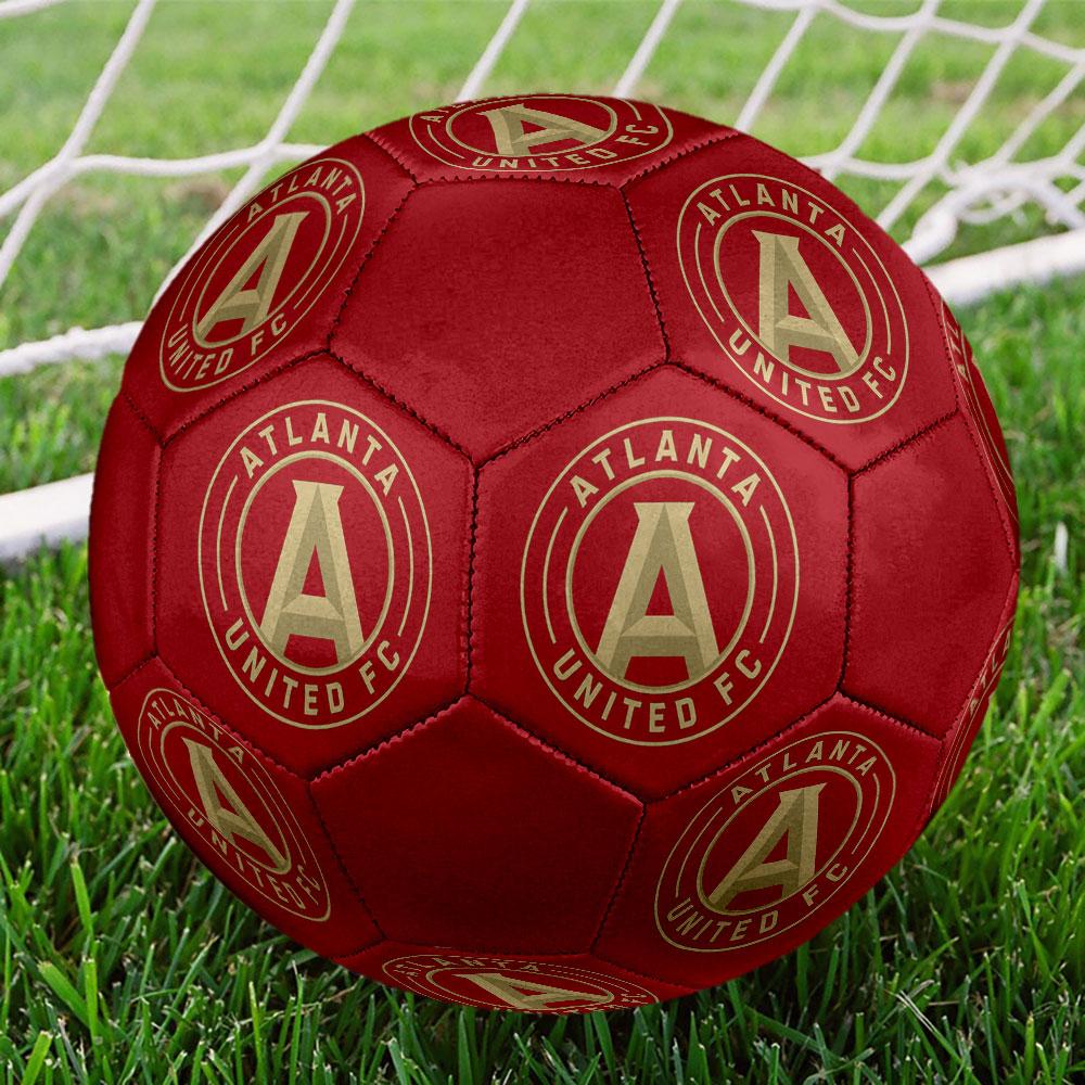 Футбольный мяч Atlanta United FC, размер 5, машинная сшивка, ПВХ, прочный и с высоким отскоком, подходит для всех возрастов, фанатская атрибутика, для матчей и использования на открытом воздухе.