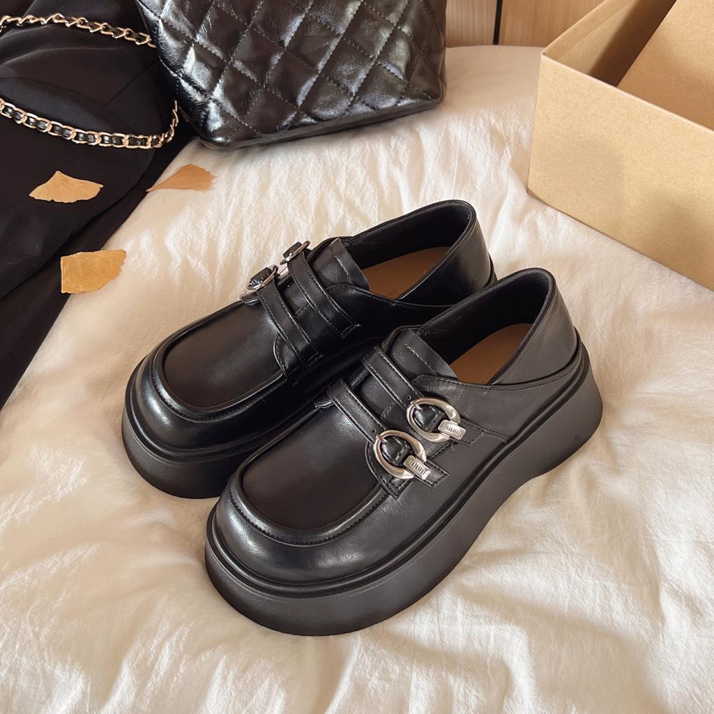 Retro British Style Heightened Platform Small Leather Shoes Women's 2025 New Spring and Autumn Versatile Skirt Mary Jane Loafers