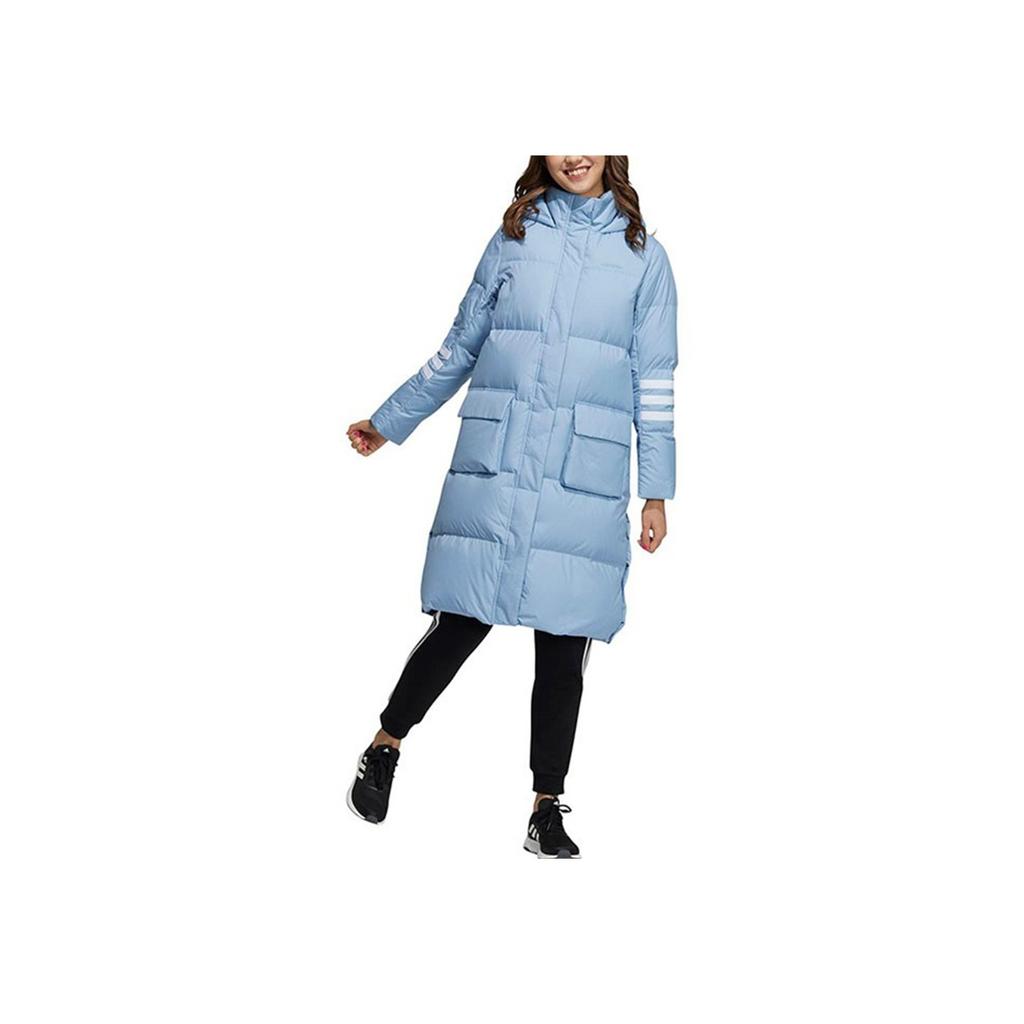 Adidas Neo повседневный теплый пуховик с капюшоном женская верхняя одежда небесно-голубой H18622