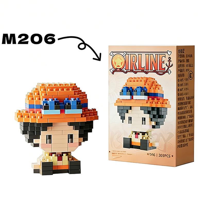 Anime Character Micro Building Blocks Sun God Nika Luffy Zoro Ace Buggy 3D Assembly Mini Bricks Figure Model Toys
