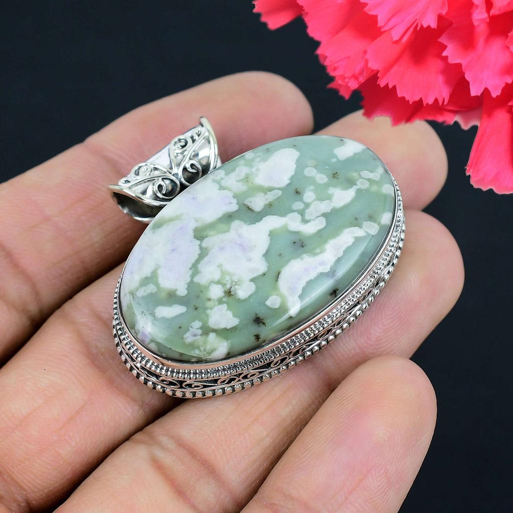 Подвеска из драгоценного камня Ocean Jasper, твердая подвеска из стерлингового серебра 925 пробы, ювелирный подарок для унисекс