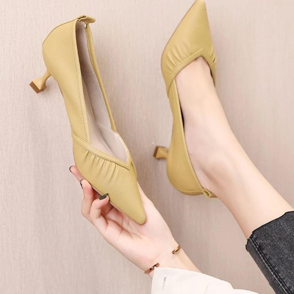 Нескользящая обувь для женщин в корейском стиле, женские туфли-лодочки на среднем каблуке, роскошные женские летние предложения, горячая и низкая цена