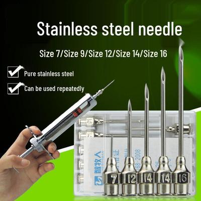 Ветеринарная игла для инъекций животным из нержавеющей стали для свиней, крупного рогатого скота, овец - Металлический шприц для вакцинаций