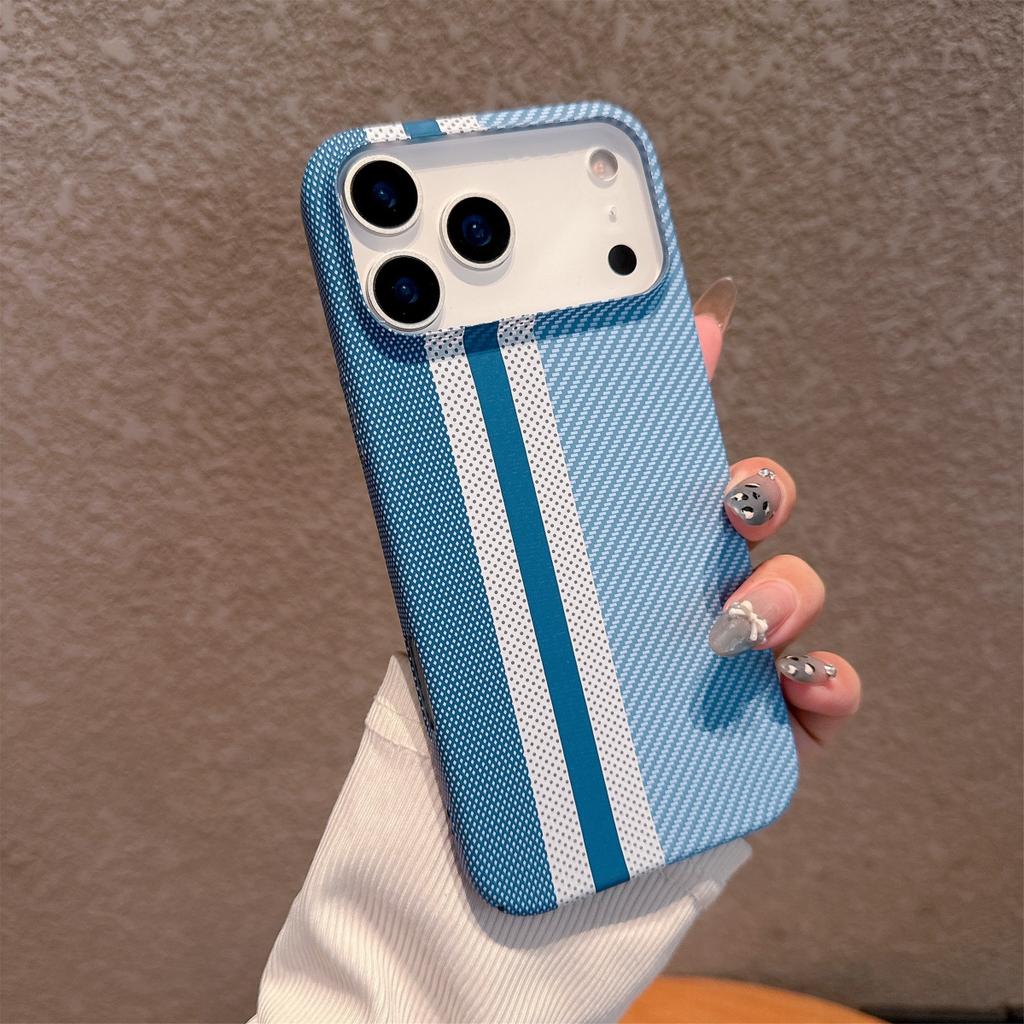 Ретро Жесткий Чехол с Узором из Углеродного Волокна и Кевлара Для iPhone 17 Air 16 15 14 Plus 13 12 Pro Max 11 Текстура Полосок Защитный Бампер