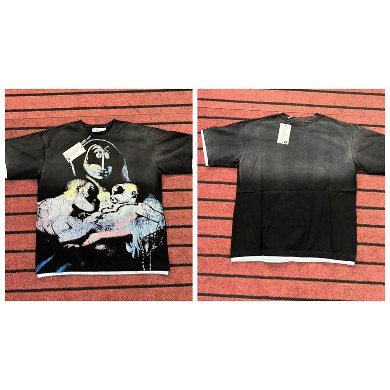 Mens Womens Loose Fit Streetwear Cotton Tee With Creative Graphic Print Casual Short Sleeve T-Shirt