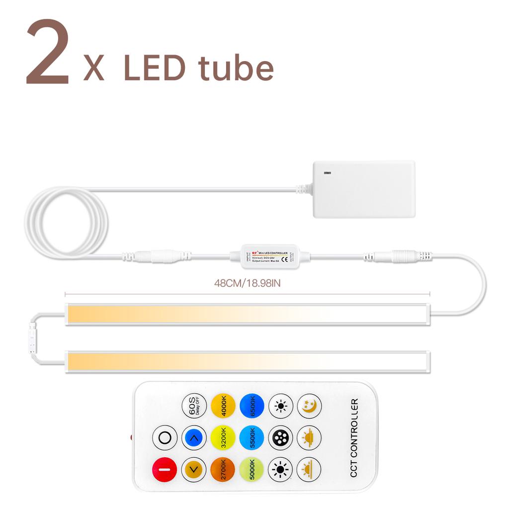 DC24V CCT Dimmable Under Cabinet LED Light Bar 48CM Linkable Aluminum 2700K-6500K Remote Control Kitchen Counter Workbench Lamp