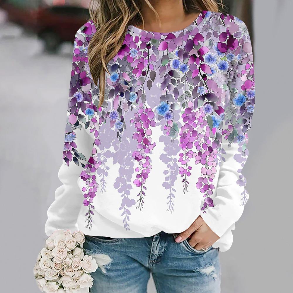 2025 Осень и зима новая мода круглый вырез длинный рукав с принтом элегантный повседневный свободный худи