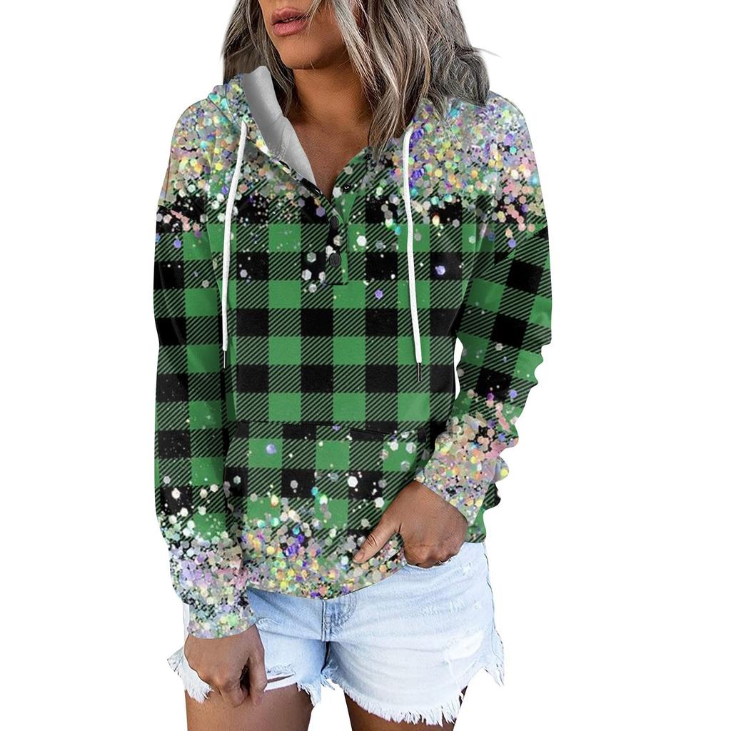 Женские повседневные модные принты с длинным рукавом на пуговицах пуловеры с капюшоном толстовки