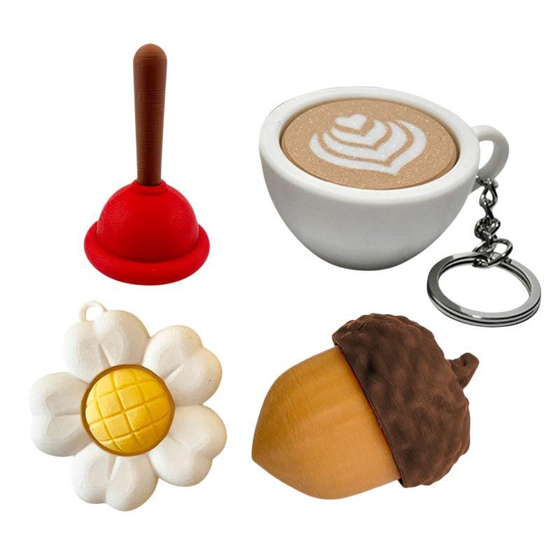 1Pcs Acorn Relax Clicker Anxiety Relief Keychain Fingertip Press Button Fidget Toy Bag Pendant Portable Sensory Gift