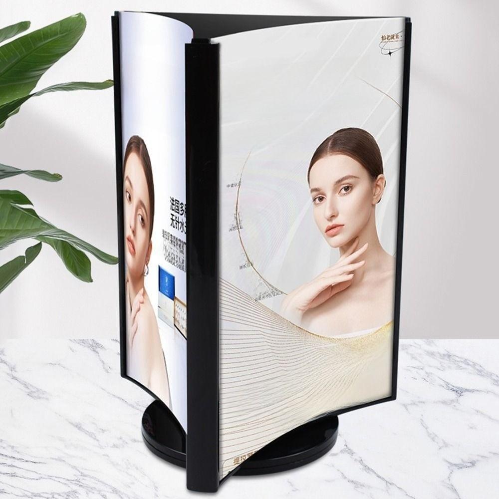 Three-Sided Acrylic Revolving Table Card A4/A5 Menu Sign Holder Menu Display Stand Desktop Use
