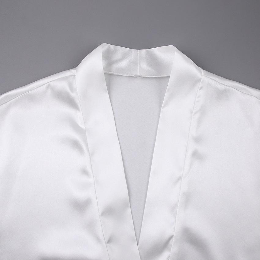 Spring Women's Nightgown Cardigan Feather Satin Robe Loose Long European American Bathrobe Ladies Home Wear