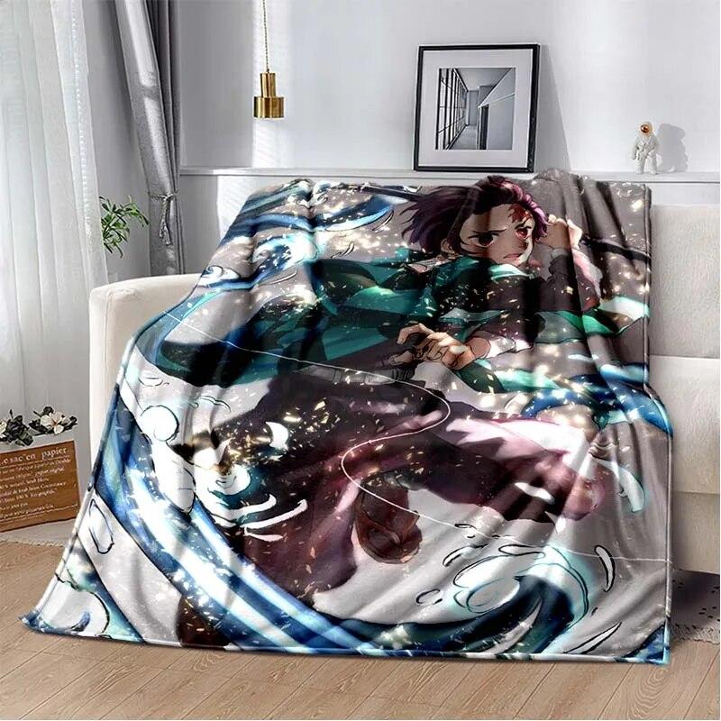 Модное одеяло Demon Slayer-легкое фланелевое покрывало для дивана и кровати, одеяло с цифровой печатью из мягкой фланелевой ткани с червями