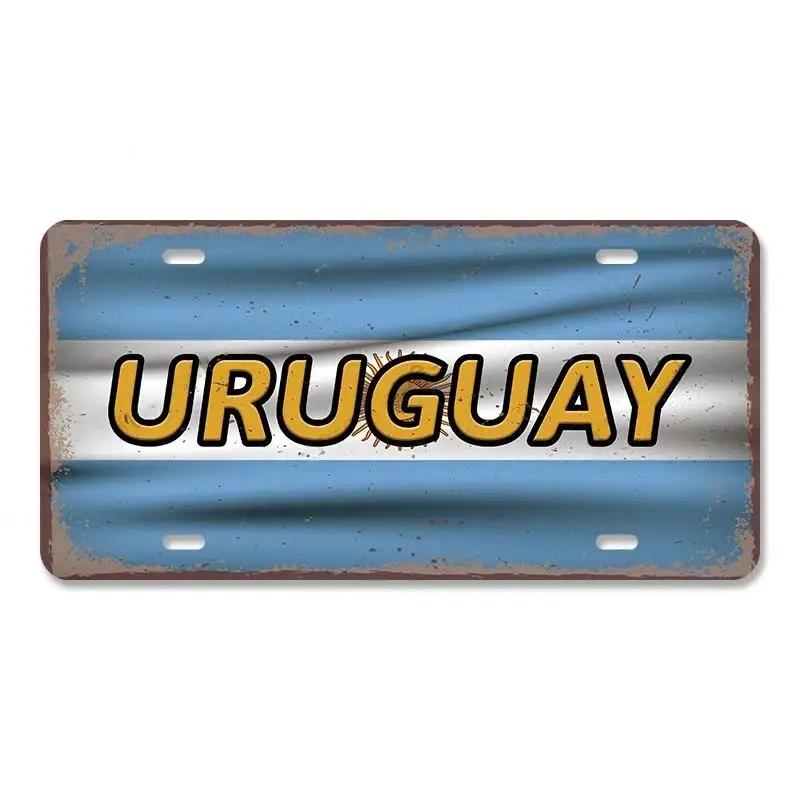 Винтажный плакат с названием страны, автомобильные лицензии, металлические жестяные знаки, Россия, Франция, Бразилия, металлическая пластина, гараж, гостиная, Ретро Настенный декор