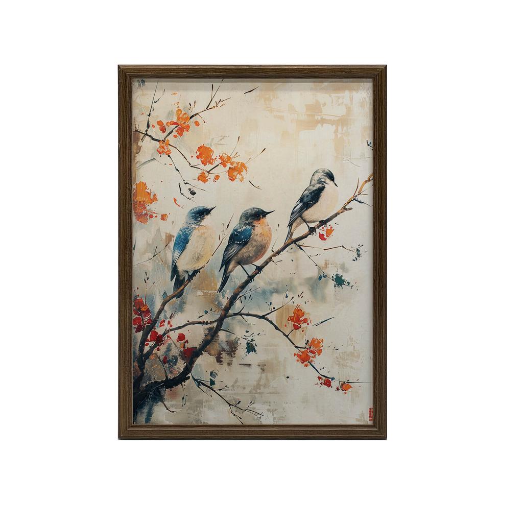 Gałązka Pełna Życia Gałązka Pełna Życia, 40X50 Cm, Rama Aluminiowa Złota, Papier Matowy 230 Gsm