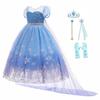 Платье принцессы для маленьких девочек, детский костюм Снежной королевы, платье с аксессуарами, косплей, день рождения, вечеринка, Хэллоуин, рождество, подарок